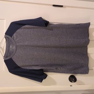 01.algo Performance Tee Quick Dry T-Shirt Short Sleeve Mens Shirt Gray Navy Lg